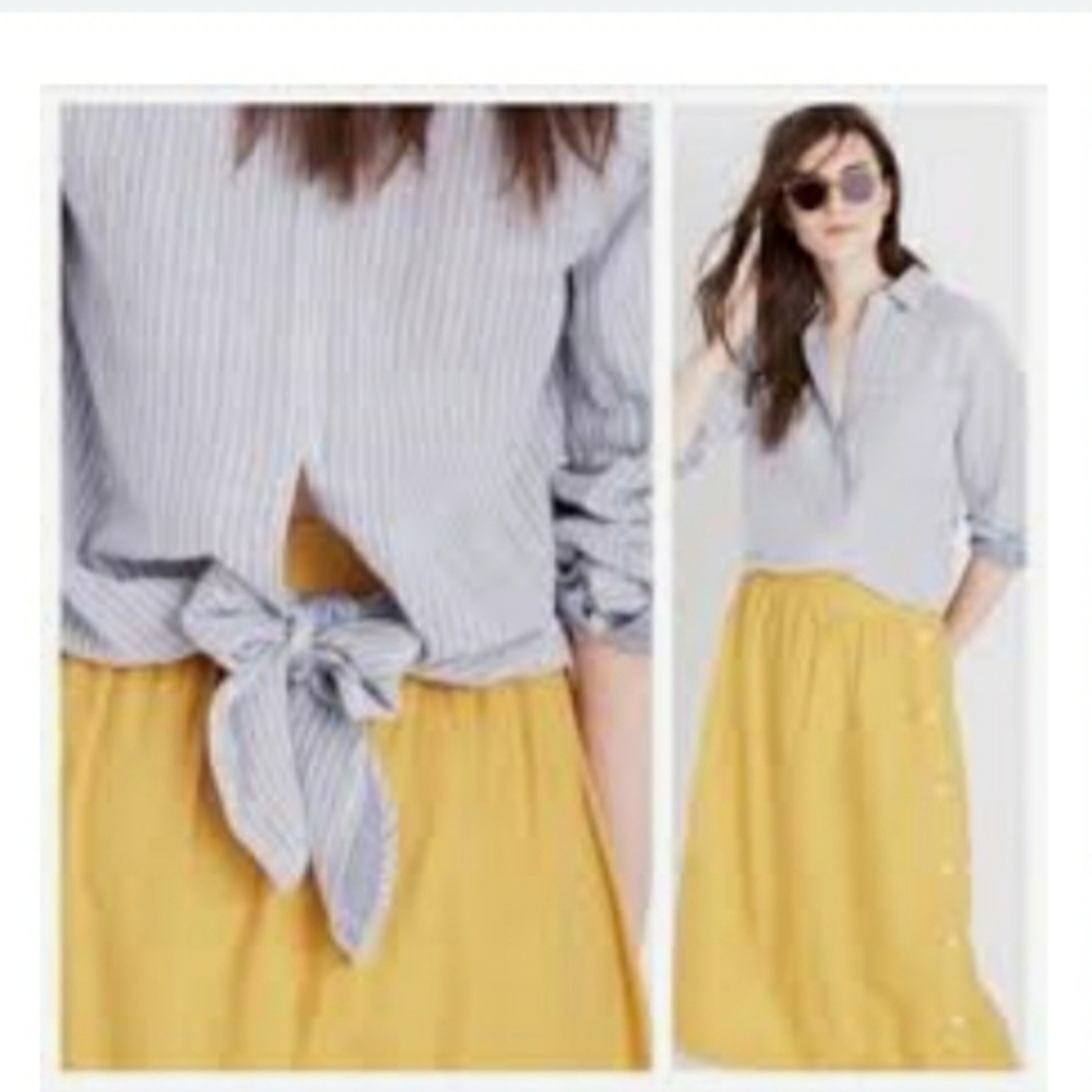 Madewell striped cropped tie back button down top. Size S